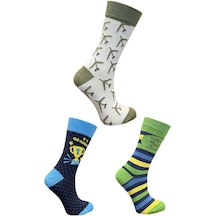3 Çift Erkek Çorap Renkli Desenli Soket Erkek Çorabı (002)