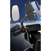 Bisiklet Motorsiklet Atv Otomatik Tuşlu Motosiklet Ayna Telefon Tutucu Tutacağı