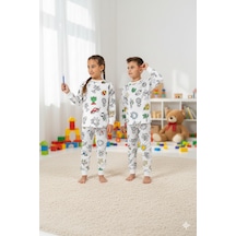 Bebelove Boyanabilir Çocuk Pijaması Eğitici, Eğlenceli, Pamuklu Pijama Takımı Beyaz