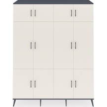 Hyperion Gardrop 10 Raflı 12 Kapaklı 2 Askılı 176x44x221 Antrasit-aytaşı/çam Aytaşı/çam
