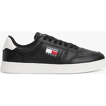 Tommy Hilfiger Tommy Jeans Erkek Siyah Greenwich Essential Deri Sneaker Siyah
