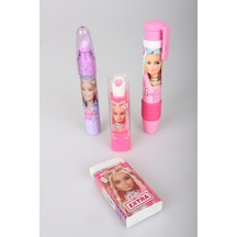 X Dekomus Lisanslı Barbie 4 Adet Silgi Seti Ruj Silgi,çevirmeli Roket Silgi,kare Silgi,roket Silgi,basmalı Silgi