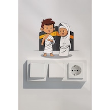 Kabede Küçük Hacılar Ramazan Priz Sticker Seti Duvar Cam Sticker Ramazan Süsü Çok Renkli