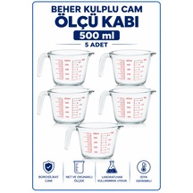 Beher Kulplu Cam 500 Ml - Ölçü Kabı 5 Adet