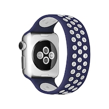 Watch 38mm Ayarlı Delikli Silikon Kordon - Lacivert-beyaz İtdark9631