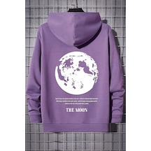 Uyguntarz Unisex The Moon Baskılı Sweatshirt Lila