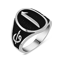 Elif Vav Motifli Elif Yazılı Gümüş Erkek Yüzük