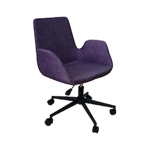 Büro Sandalyesi Siyah Metal Ayaklı Mor Keten Kumaş