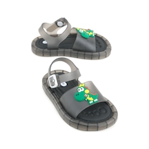 Gezer Yazlık Erkek Çocuk Suni Deri Işıklı Rahat Taban Ayarlanabilir Dino Sandalet Siyah