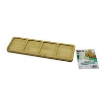 Dikdörtgen 4 Bölmeli Ahşap Bambu Servis Sunum Tepsi - Tahtası Mini Tepsi 33 X 10 X 1.4cm 5570 Çok Renkli
