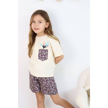 Jollykids Kız Çocuk Cep Detaylı Dokuma Şortlu Takım-mor