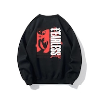 Brz Collection Oversize Unisex Fearless Sweatshirt-siyah Siyah