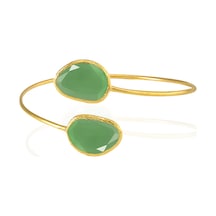 Kadir Jewellery 22 Ayar Altın Kaplama Zirkon Taşlı Ayarlanabilir Trend Bilezik Yeşil