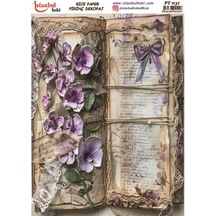 Pirinç Dekopaj Kağıdı 30x42cm Pt-031 Yazı Ve Çiçekler