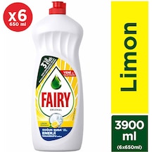 Fairy Temiz & Ferah Sıvı Bulaşık Deterjanı Fırsat Paketi Limon Kokulu 6 x 650 ML