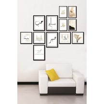 12 Parça Dekoratif Mdf Tablo Seti Çerçeve Görünümlü Dkj070 50 x 22