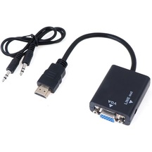 Hdmi To Vga Ses Destekli Monitör Dönüştürücü Kablo Çevirici Adapt