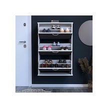 Varbi Asma Antre 72 X 115 X26 Cm Lik 3 Düşer Kapak 6 Göz Bölmeli Ayakkabılık Beyaz