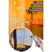 3x3 Metre Usb Peri Led Kumandalı Perde Asma Kancalı Peri Led Yılbaşı Led Gün Işığı Led Işık 8 Modlu
