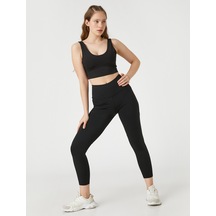 Koton Cep Detaylı Sporcu Tayt Normal Bel Esnekliği Yüksek Kumaş Siyah 3sak40095nk 3SAK40095NK999 Siyah