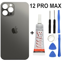 iPhone Uyumlu 12 Pro Max Arka Batarya Pil Kapağı +yapıştırıcı +tamir Set - Siyah