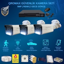 3 Kameralı Set - Yapay Zeka Özellikli Gece Renkli Gösteren 5 Mp Sony Lensli 4 Warm Ledli Fullhd Güvenlik Kamerası Seti 3404w