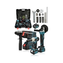 Assur Plus 3 Lü Set Şarjlı Matkap Hilti 2-26mm Torklu Vidalama Somun Sıkma Şarjlı Taşlama 125mm-1094