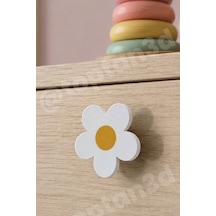 Sarı Papatya Dolap Kulpu, Modern Kulp - Çocuk Odası Kulp, Papatya Kulp Kulp Vidası Dahildir 5 CM 3 Adet