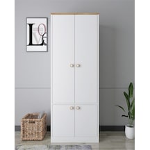 Floradesign Niva Çok Amaçlı Dolap / Kapaklı Ve 7 Raflı Dolap /meşe - Beyaz Meşe - Beyaz Floradesign Niva Çok Amaçlı Dolap / Kapaklı Ve 7 Raflı Dolap /meşe - Beyaz Meşe - Beyaz