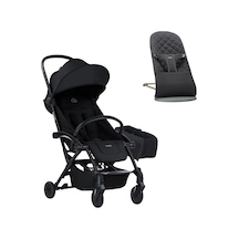 Bumprider Connect³ Bebek Arabası Black-black & Yan Düzenleyici Çanta & Babybjörn Bliss Ana Kucağı Woven Black