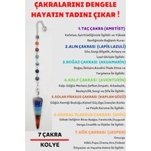 Sertifikalı Pandül Kesim 7 Çakra Doğal Taş Kadın Kolye Sarkaç Özel Tasarım Kolye Zinciri Hediyeli Çok REnkli