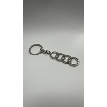 Audi Uyumlu Halka Metal Anahtarlık Araba Anahtarlığı Gümüş