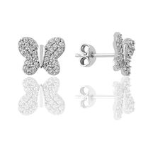 Gümüş Zirkon Taşlı Kelebek Küpe N11.55278