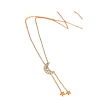 Minimal Rose Gümüş Ay Yıldız Kolye