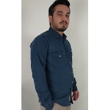 Tousus Slim Fit İndigo Oxford Erkek Gömlek Slm-2002-tss Mavi