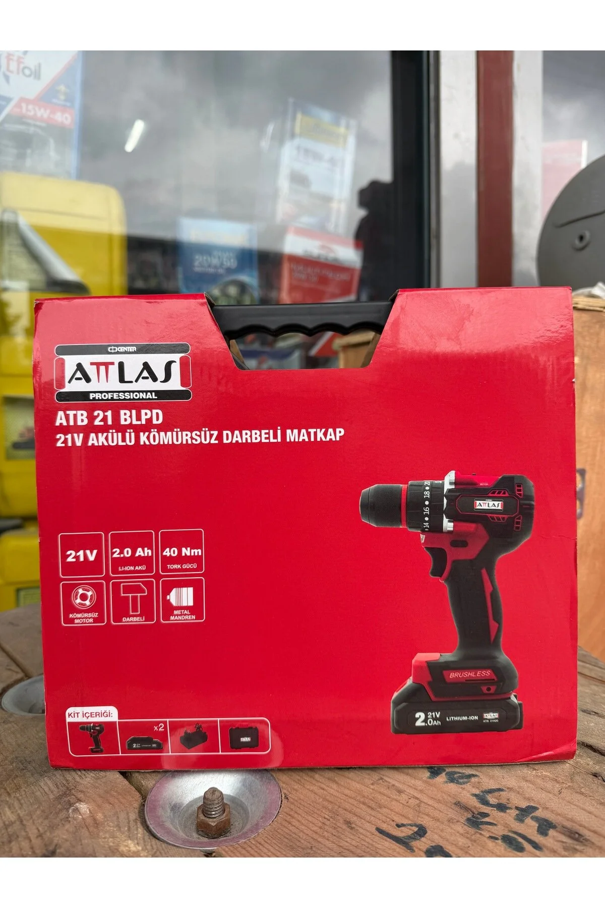 Atlas Atb 21 Blpd 21v Kablosuz Darbeli Şarjlı Matkap Kömürsüz Brushless 2 Akülü 40 Nm Çantalı