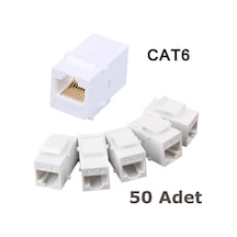 RJ45 Cat6 Konnektör Keystone Jack Dişi Dişi Ara Uzatma - 50 Adet