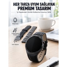 3 Kordonlu Amoled Ekran Bluetooth Aramalı Akıllı Saat Metal, Deri Ve Silikon Kordon Seti - Lisinya