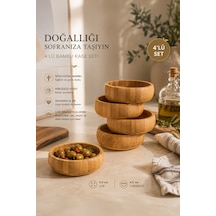 Snacks 4'lü Yuvarlak Bambu Çerezlik 9,5 Cm Kahverengi