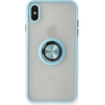Apple Uyumlu iPhone Xs Max Kılıf Arkası Buz Tasarımlı Ve Yüzüklü Kenarları Renkli Şık Montreal Yüzüklü Silikon Kapak Buz Mavi