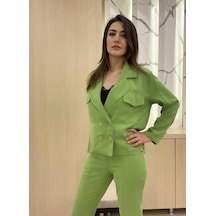 Kruvaze Kapama Kısa Ceket Yeşil - 38 Yeşil