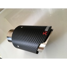 Akrapoviç Logolu Karbon Desenli Krom Egzoz Ucu Giriş 60mm Çıkış 9