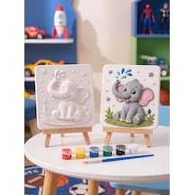 15x15 Sevimli Fil Taş Boyama Seti Çocuk Ve Yetişkin Hobi Kiti