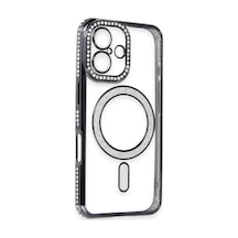Apple İphone 16 Kılıf Joke Simli Magneticsafe Kılıf - Siyah Çok Renkli