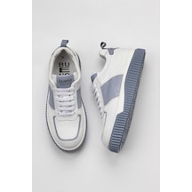 01wz10401 Bueno Shoes Beyaz Mavi Deri Kadın Spor Ayakkabı