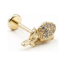 Minimal Gül Detaylı Zirkon Tragus Piercing Gold Hipoalerjenik, Uzun Kullanım Çok Renkli