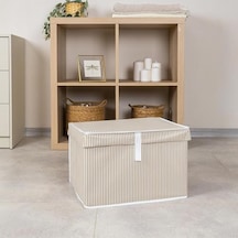 Orret Home Çok Amaçlı Kapaklı Sandık Tipi Hurç Organizer Büyük Boy Saklama Kutusu Dolap İçi, Yatak Altı Ve Baza Altı İçin Sert Ve Dayanıklı Depolama Çözümü Katlanabilir Krem, 50x40x30 Cm