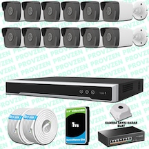 Provzen Hikvision 12 Kameralı Ip 1080p Mikrofonlu Güvenlik Kamerası Olay Anında Bildirim