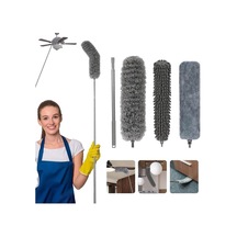 Doori 3 Farklı Başlıklı Mikrofiber Anti-statik Bükülebilir Teleskopik Köşe Bucak Toz Alma Püskülü