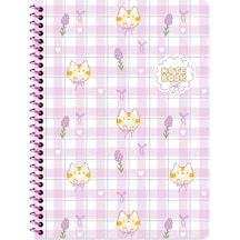 Keskin 16.5 X 22.5 Kareli Karton Kapak Kawaii Defter - Kedi Pembe